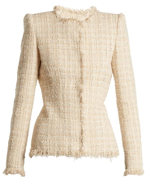 Chanel-Style-Boucle-Jacket-alexander-mcqueen-frayed-edge-collarless-jacket  - Corporate Style Story